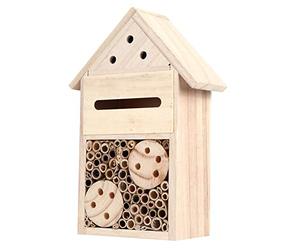 Spacnana Hotel Bug House Bee Madera Natural de Nogal con Canales Tubulares para Decoración de Jardín Al Aire Libre y Observación de Insectos (Estilo B)