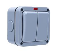 Spacnana Interruptor Exterior de 2 Bandas con Luz Indicadora IP66 Interruptor Eléctrico a Prueba de Agua 20A Servicio Pesado para Iluminación Exterior Sitio de Construcción Uso en Jardín