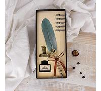 Spacnana Juego de Pluma Vintage, Punta de Acero Inoxidable con 5 Puntas Intercambiables, Perfecto para Entusiastas de la Caligrafía y la Escritura a Mano (verde oscuro)