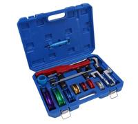 Spacnana Kit de Doblador de Tubos 7 en 1, Doblador de Tuberías de 90 Grados con 7 Cabezales de Aluminio Codificados por Color, Cortatubos y Herramienta de Rebarbado para Tuberías de 1/4 a