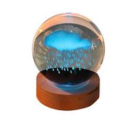 Spacnana Luz de la Bola de Cristal Tallada Interna 3D con Base de Madera, Luz Nocturna de Gradiente Colorida, Clara y Transparente, para la Decoración del Hogar (Cloudd)