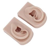 Spacnana Modelo de Oreja de Silicona, 2 uds., Oreja de Piel Humana Reutilizable, Suave y Flexible para Práctica de Perforación, Exhibición de Joyería de Entrenamiento de Acupuntura (Piel Oscura)