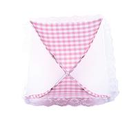 Spacnana Paraguas Plegable de Malla para Alimentos, Cubierta de Red contra Insectos con Cúpula Emergente, Patrón a Cuadros de Orillo de Encaje para Barbacoa Al Aire Libre, Picnic y Camping (Rosado)