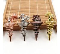 Spacnana Péndulo Espiritual de Metal, Herramienta de Adivinación, Péndulo de Radiestesia para Pruebas de Chakras, Campo de Energía de Equilibrio Curativo con Cadena de 7,0 Pulgadas (GOLD)