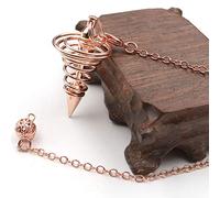 Spacnana Péndulo Espiritual de Metal, Herramienta de Adivinación, Péndulo de Radiestesia para Pruebas de Chakras, Campo de Energía de Equilibrio Curativo con Cadena de 7,0 Pulgadas (oro rosa)