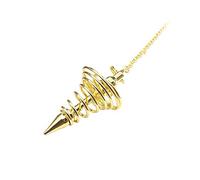 Spacnana Péndulo Espiritual de Metal, Péndulo de Adivinación, de Radiestesia para Pruebas de Chakras, Curación Espiritual con Cadena de 7,0 Pulgadas, Tamaño de 42x22mm (GOLD)
