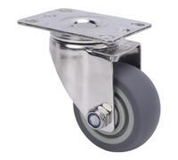Spacnana Rueda Universal de 3 Pulgadas, Placa de Acero Inoxidable 304, Rueda TPR Giratoria de 360 grados, Resistente para Carro, Banco de Trabajo y Caja de Herramientas
