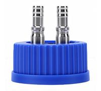 Spacnana Tapa de Alimentación de Seguridad GL45, 2 Puertos, 8-10 Mm de Diámetro, Acero Inoxidable 304 con Tapa Exterior PBT y Arandela para Botella de Muestreo de Fase Móvil de Laboratorio