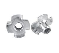 Spacnana Tuercas en T Cautivas con Tuerca en T de Acero Al Carbono Galvanizada de 4 Puntas con 5 Tamaños para Aglomerado de Muebles de Carpintería (M5 (50 piezas/paquete))
