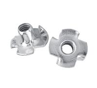 Spacnana Tuercas en T Cautivas con Tuerca en T de Acero Al Carbono Galvanizada de 4 Puntas con 5 Tamaños para Aglomerado de Muebles de Carpintería (M6 (50 piezas/paquete))