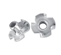 Spacnana Tuercas en T Cautivas con Tuerca en T de Acero Al Carbono Galvanizada de 4 Puntas con 5 Tamaños para Aglomerado de Muebles de Carpintería (M4 (50 piezas/paquete))