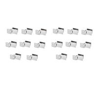 Spactz Juego de 16 bisagras para puertas de cristal, abrazadera rectangular ajustable de 5 mm a 16 mm con clip individual para bisagras para puertas de cristal