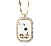 Spade Royal Flush 10 a un patrón collar con colgante de diamantes de cristal dorado