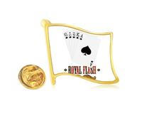Spade Royal Flush 10 to A Pattern Golden Metal Flag Pin de solapa
