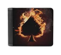 Spades Card in Fire - Cartera plegable para hombre con tarjetero y monedero de cuero
