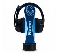 SpadinsLaserDreams Soporte para Auriculares Gamer LED Personalizado - Diseño y Nombre a Elegir, Luz Nocturna de 16 Colores, Mando a Distancia, Fabricado en Alemania