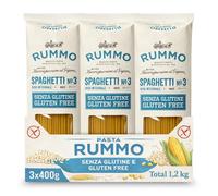 Spaghetti Rummo Nº3, Pasta Italiana, Pasta alimenticia con harina de arroz integral y maíz, Sin gluten, Puede contener trazas de soja y altramuces, 3 Paquetes de 400 gr