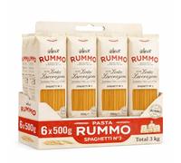 Spaghetti Rummo Nº3, Pasta Italiana, Pasta alimenticia de sémola de trigo duro, Contiene gluten, Puede contener trazas de soja, 6 Paquetes de 500 gr