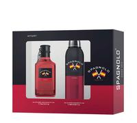 SPAGNOLO - Sport Colonia 75 ml + Desodorante en Spray 200 ml, Estuche de Regalo Hombre, Eau de Toilette Natural y Masculina, Aroma Amaderado Especiado, Fragancia Fresca, Enérgica y de Larga Duración