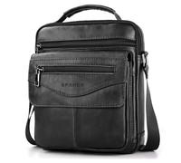 SPAHER Bandolera de Cuero Grande Bolso Piel Caballero Mariconeras para Hombres Man Bag