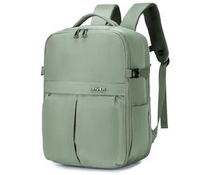 SPAHER Mochila Viaje Cabina Avion 40x30x20 Ryanair Equipaje de Mano, Verde | Diseño de Apertura de 180°, Bolsillos Húmedos, Tela Resistente al Agua, Compartimento para Ordenador Portátil 15,6 Pulgadas