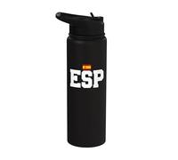 Spain Country Code with Flag Trendy College Font Stainless Steel Insulated Water Bottle