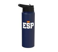 Spain Country Code with Flag Trendy College Font Stainless Steel Insulated Water Bottle