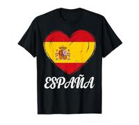 Spain Flag Heart Painted Distressed España Graphic Camiseta