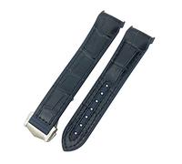 SPAKAMTZTK 19 Mm 20 Mm 21 Mm 22 Mm De Banda De Cuero De Goma Compatible For Omega Compatible For Planeta Compatible For Ocean Silicone Nylon Sports Watch Strap correa de reloj(Blue blue,21MM_SILVER BU