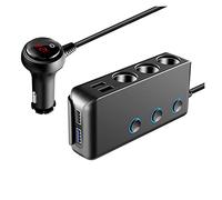 SPAKAMTZTK 4 puertos USB Adaptador de enchufe del cargador del encendedor del encendedor del cigarrillo del coche del puerto 3 DC 5V 1A + 2.1A for todos los teléfonos y ordenador personal MP3 encended