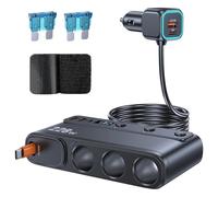 SPAKAMTZTK Adaptador de cargador coche 9 en 1 228 W for interruptores independientes carga, toma corriente CC for encendedor cigarrillos, divisor 3 enchufes PD encendedor(228W)