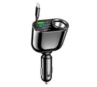 SPAKAMTZTK Cargador de coche 120/90/66 W, cable telescópico carga rápida, 4 en 1, adaptador 2 puertos USB compatible encendedor(120W)