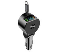 SPAKAMTZTK Cargador de coche 120/90/66 W, cable telescópico carga rápida, 4 en 1, adaptador 2 puertos USB compatible encendedor(66W)