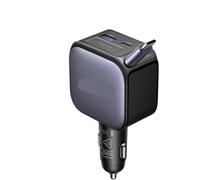 SPAKAMTZTK Cargador de Coche 145 W, 90 y 60 for 3 Puertos USB-C 1 Puerto USB-A, Carga PD QC4.0 for Cable retráctil Encendedor(90W)