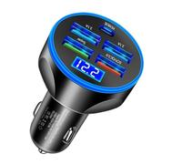 SPAKAMTZTK Cargador de coche 250 W QC 3.0 PD, carga USB, 5 puertos, 4 + 1, adaptador cargador teléfono for encendedor, compatible for Huawei encendedor(Noir)