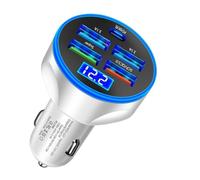 SPAKAMTZTK Cargador de coche 250 W QC 3.0 PD, carga USB, 5 puertos, 4 + 1, adaptador cargador teléfono for encendedor, compatible for Huawei encendedor(Wit)