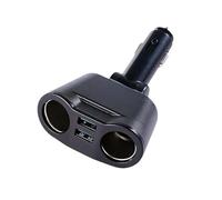 SPAKAMTZTK Cargador de coche QC3.0 12 V/24 V, adaptador corriente USB dual, toma encendedor, tipo C + + 2,4 A, pantalla digital LED azul, 120 W encendedor(A)