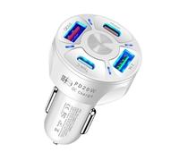 SPAKAMTZTK Cargador de coche USB tipo C 55 W y 4 puertos, PD20, QC3.0, for teléfono, encendedor cigarrillos encendedor(55W white)