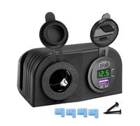 SPAKAMTZTK Cargador de coche USB tipo tienda PD C y QC 3.0 for voltímetro, toma encendedor 12 V/24 V for, motocicleta, barco, RV encendedor(Green Set)