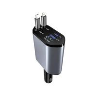 SPAKAMTZTK Cargador retráctil for coche Starlight de 120 W, 4 en 1, adaptador USB-C for teléfono for 2 puertos USB encendedor(TypeC-for-iPone-C1)
