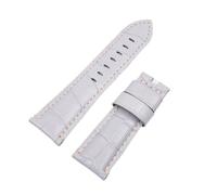 SPAKAMTZTK Patrón de cocodrilo Bambú genuino Lether Banda compatible for correa Panerai PAM441 Brazalete Butterfly Hebilla Grabado 24 mm 26 mm correa de reloj(Grey Beige Line,24MM PAM_SILVER BUCKLE)