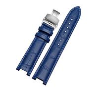 SPAKAMTZTK Reemplazo de banda de reloj de cuero compatible for MK2277 2425 2290 2281 2280 Interfaz cóncava de correa 20 * 12 mm Red Blue Men Pulsera de mujeres correa de reloj(Blue-silver)
