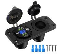 SPAKAMTZTK Toma de corriente impermeable for encendedor cigarrillos, carga 3.0, 12 V/24 V, doble USB, for coche, for voltímetro LED, interruptor táctil, for, caravana, barco encendedor(LED BLue)