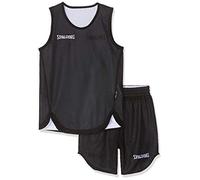Spalding Doubleface Kids Set, Conjunto reversible camiseta y pantalones de baloncesto para Unisex-Niños, Negro/Blanco (Black/White), 2XS (128)
