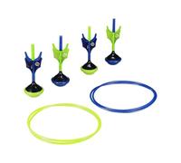 Spalding - Juego de Dardos para césped, Juego de Lanzamiento de 6 Piezas para Exteriores con 4 Dardos de césped de Punta Suave y 2 Anillos de Objetivo Grandes, Juego Familiar para Patio Trasero para