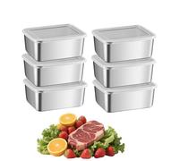 Spalivivre 6 Piezas Recipientes para el Congelador 650 ml, Tarros Herméticos de Acero Inoxidable con Tapa, Reutilizables y Apilables, Fiambreras para Frigorífico, para Carne, Fruta