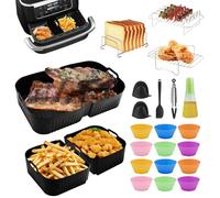 Spalivivre Accesorios para freidora de aire caliente, plantillas de silicona con bastidores, guantes, depósitos para magdalenas, botella de aceite para Ninja Foodi Flexdrawer 10. 4L