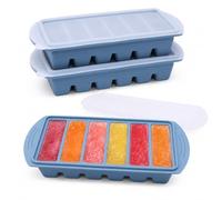 Spalivivre Cubitera Silicona con Tapa 3 Pack, Moldes para Congelar Sopa y Meal Prep, Bandeja Cubitos Hielo Grande Apilable sin BPA para Caldo, Salsas, Microondas y Lavavajillas