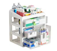 Spalivivre Organizador de Medicamentos de 4 Pisos, Organizador de Medicamentos Tipo Cajón, Caja de Medicamentos Grande para el Hogar, la Oficina o la Residencia