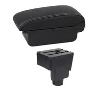 SPAMFAFGHQ Caja Reposabrazos Auto Para F&ord Para Ecosport 2013 2014 2015 2016 2017 Consola Central Caja De Almacenamiento Doble Capa USB(C1 Línea Blanca)